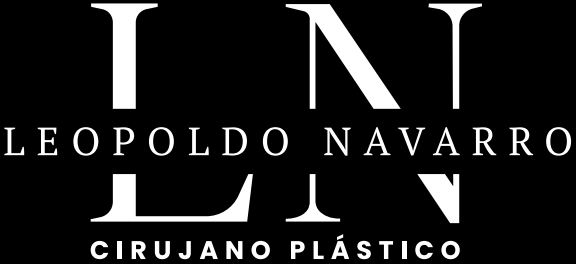 Logo del Dr. Leopoldo Navarro Cirujano Plástico en blanco sobre fondo negro