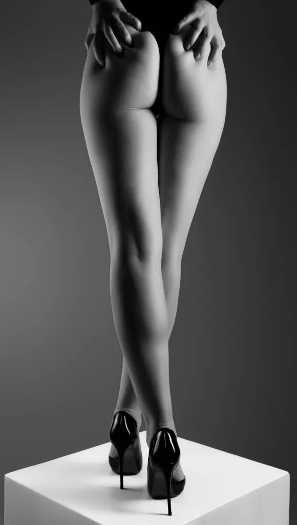 Silueta de piernas y glúteos en estudio