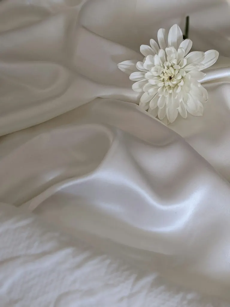 Flower on white silk