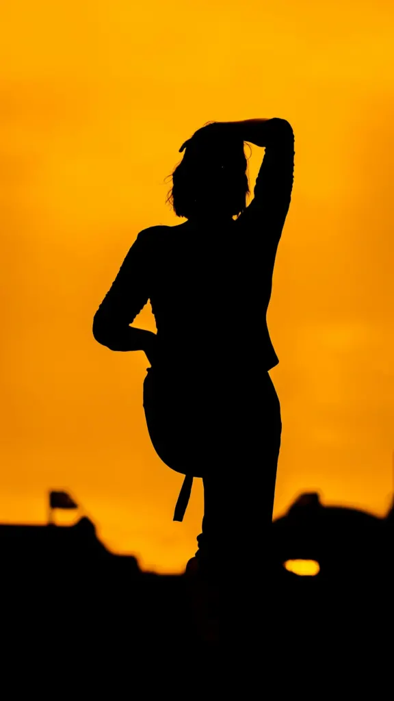 Silhouette of a woman against the light