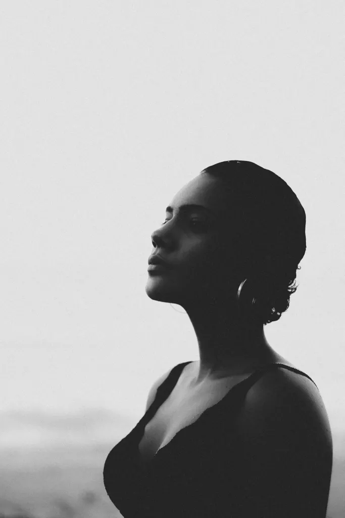 Silhouette of a woman in profile